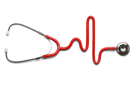 Stethoscope shaped like a heart monitor