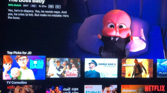 Boss Baby recommendation on Netflix