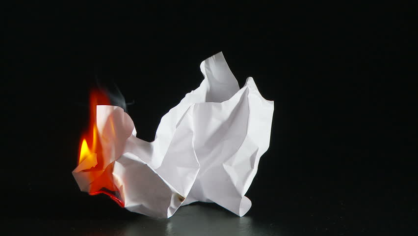 Piece of paper on fire