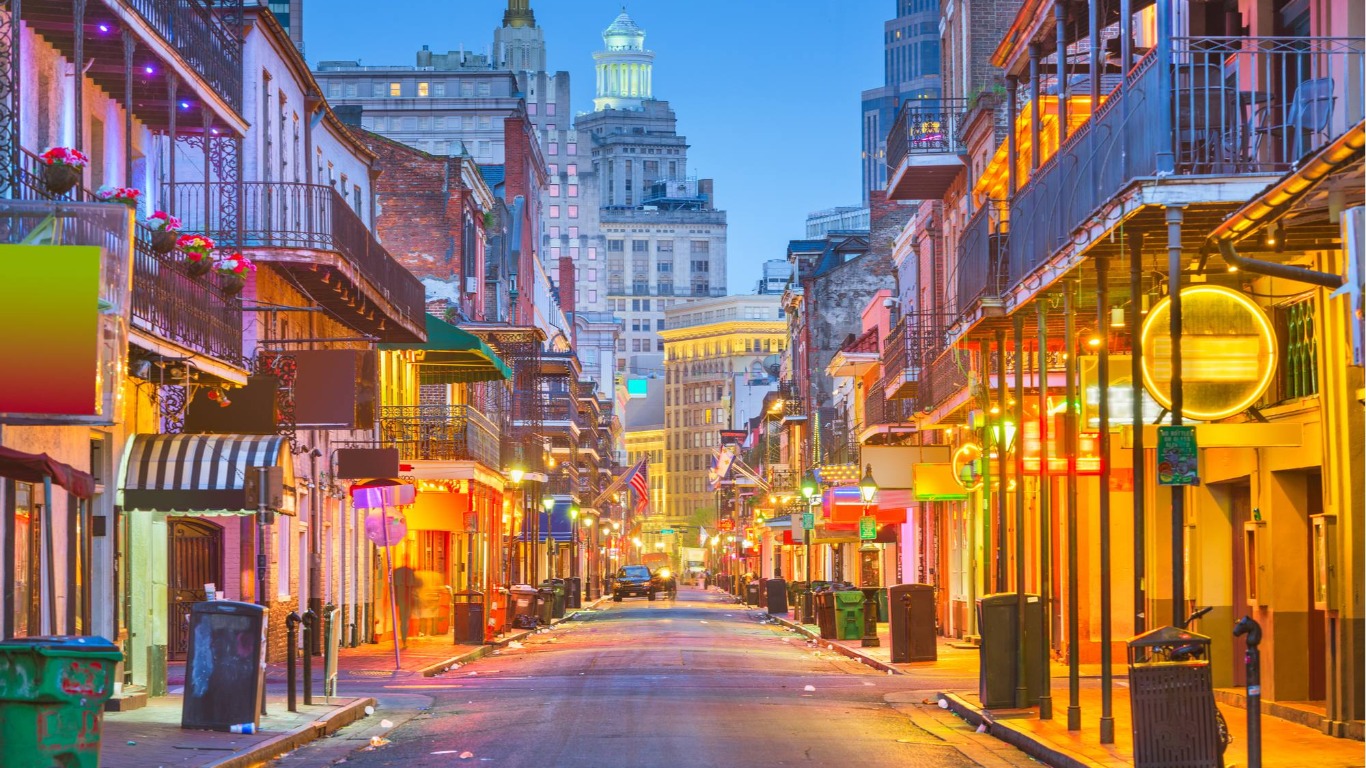 Photo of an empty New Orleans street during the early evening